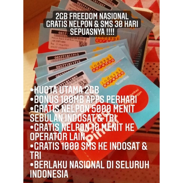 Perdana kuota Indosat 2GB Freedom Kartu Pintar ( 25K Biz )