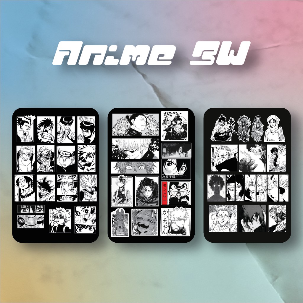 

Sticker Anime B&W Pack | Sticker Kiss Cutting Laptop, Koper, & HP