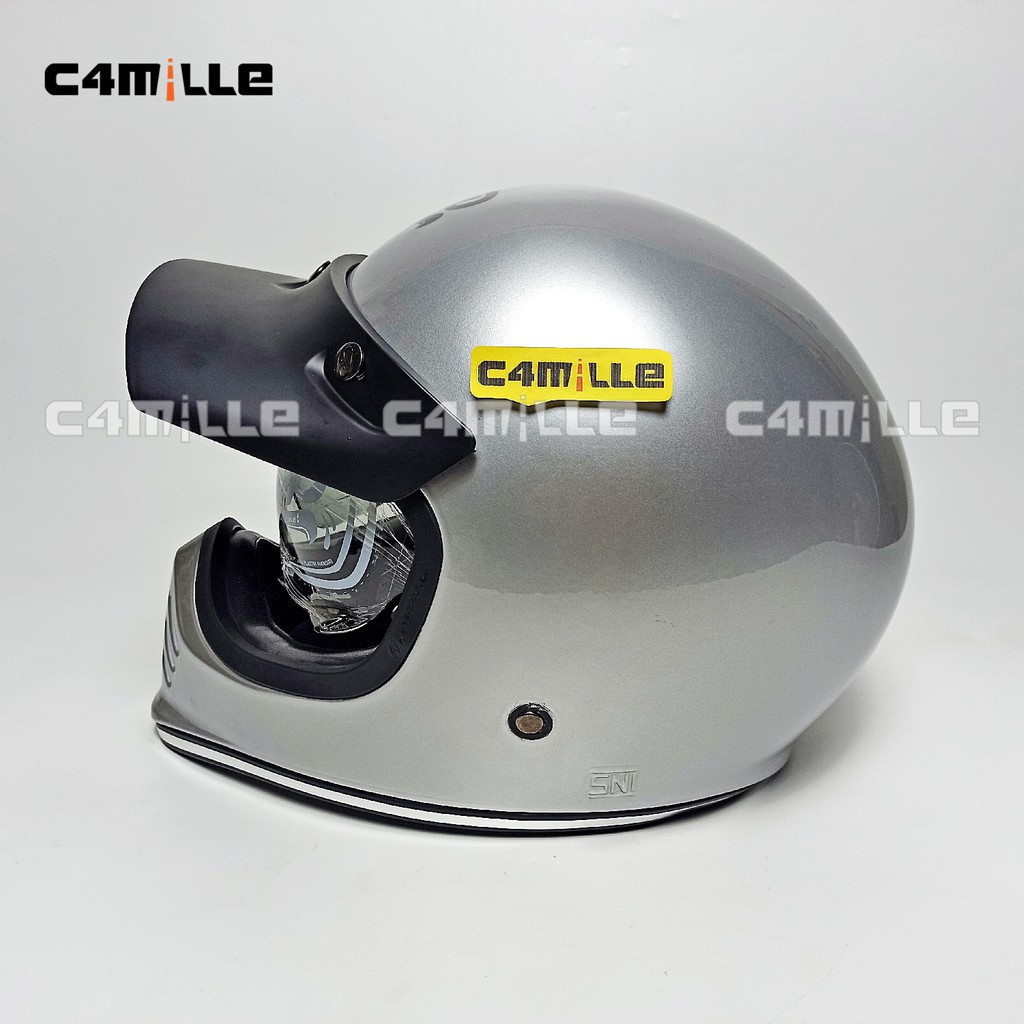 HELM JPX SIGNATURE JP RETRO SOLID SILVER GLOSS BLACK FULL FACE