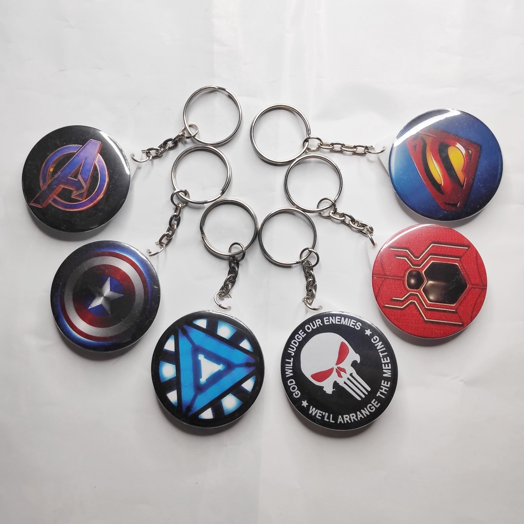 Gantungan Kunci Keychain Superhero Spider Capt A Black Panthr Iron Murah