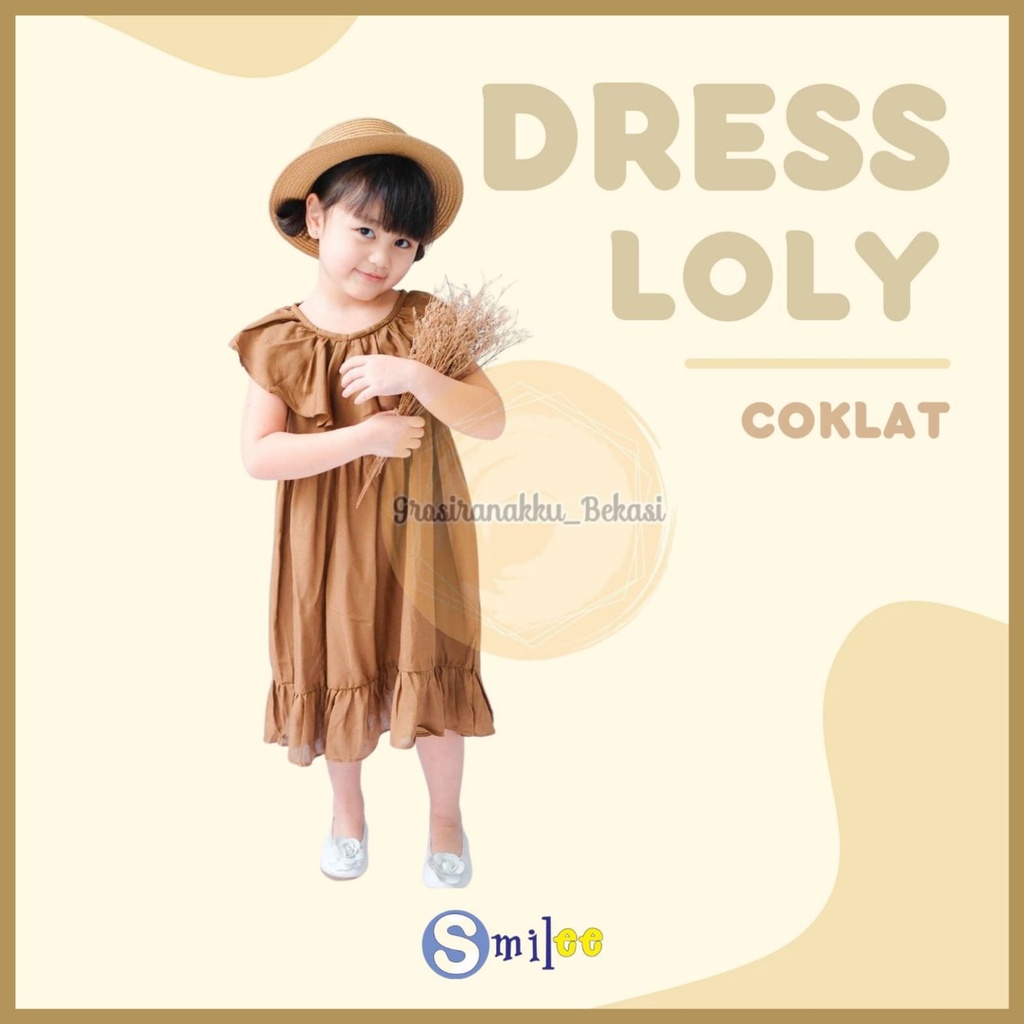 Dress Anak Smile Loly Warna Coklat 1-5Tahun