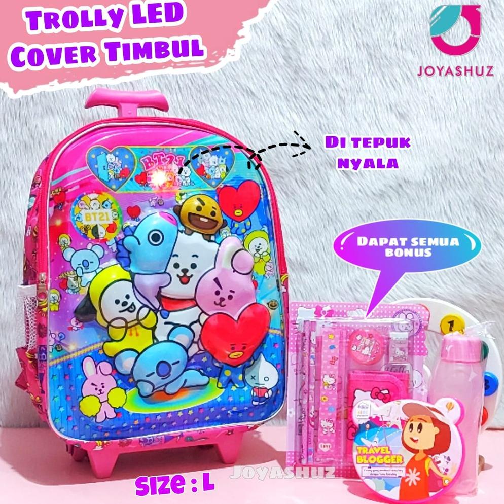 COD Tas Troli Anak Bisa Ransel BT 3D LED Anak SD Berbonus - Ransel Troli Timbul LED - Tas Sekolah An