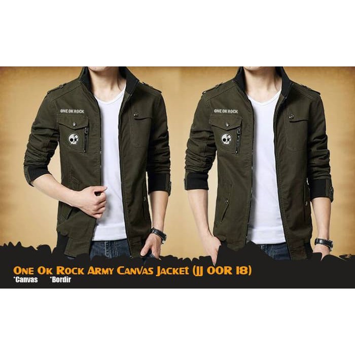 JJ OOR 18 Jaket Anime Band One Ok Rock Army Canvas Jacket