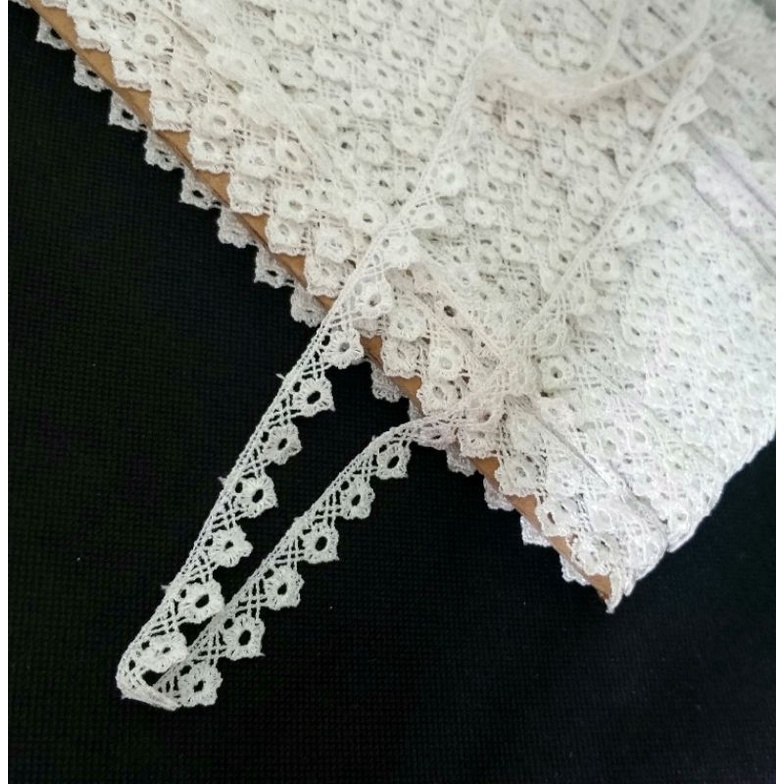per meter,renda giper warna putih tulang lebar 1.2cm