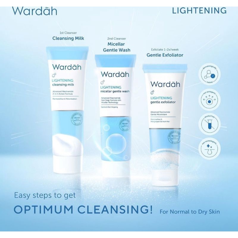 Wardah Lightening Micellar Gentle Wash - Pembersih Wajah (Kulit Kering)