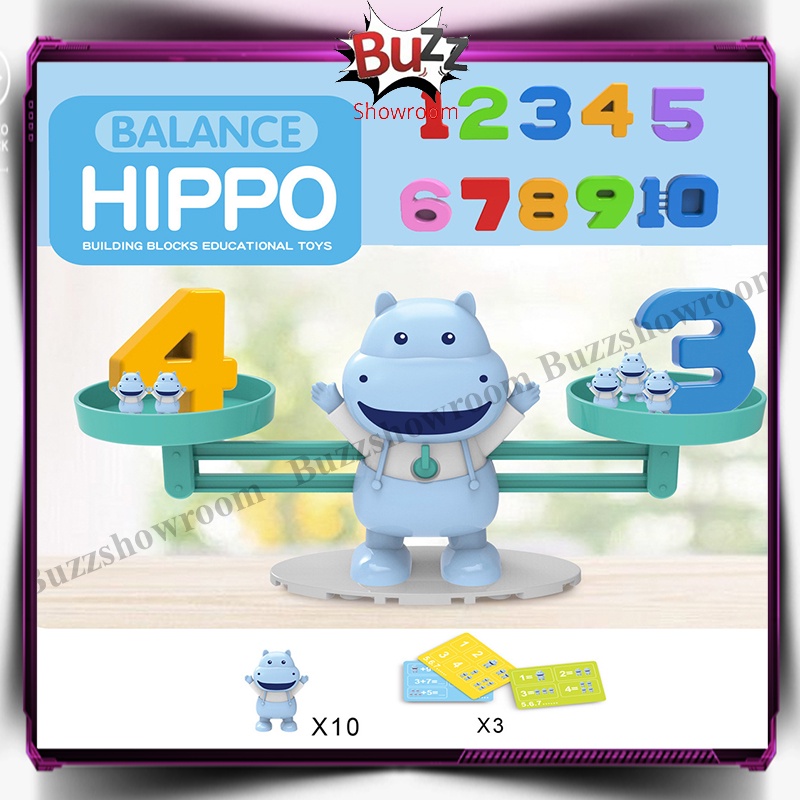 Mini Hippo Balance Math Toy Game Mainan Edukasi Anak Belajar Timbangan