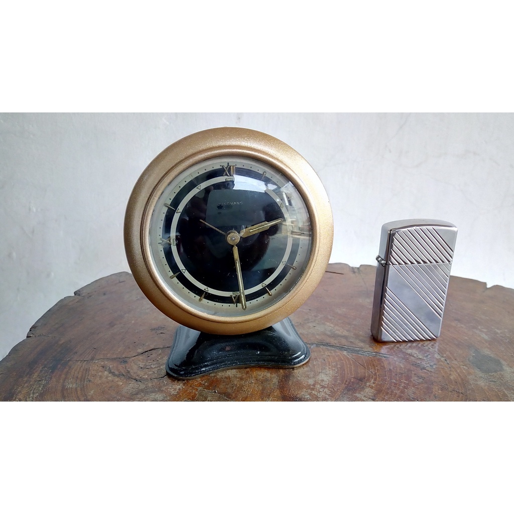 jam meja Junghans hitam antik kuno vintage