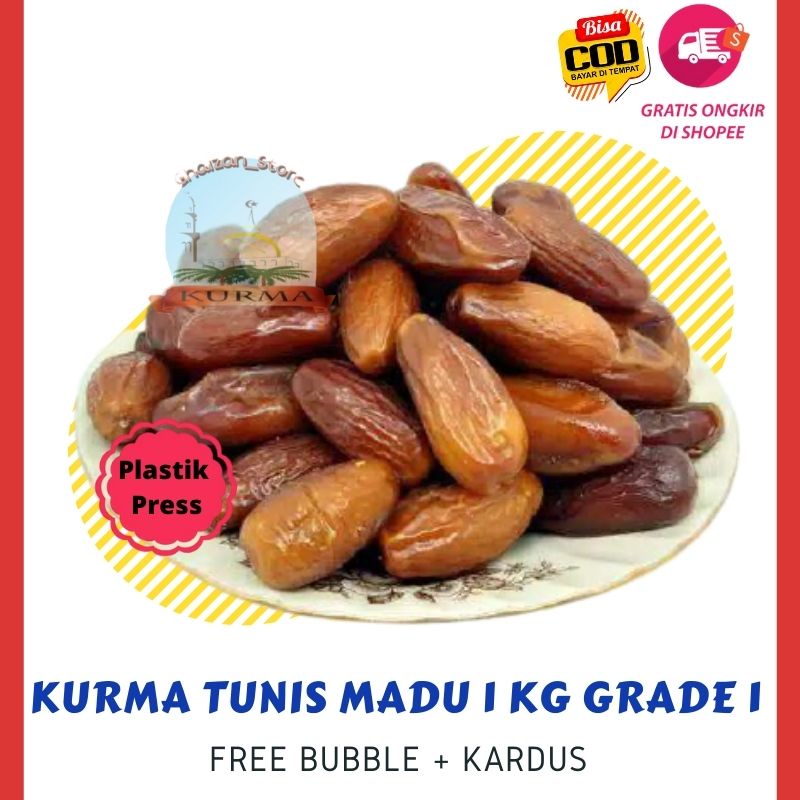 

Kurma Tunisia Madu 1 kg Grade 1 / Kurma Tunis / Kurma Tunis Non Tangkai Premium