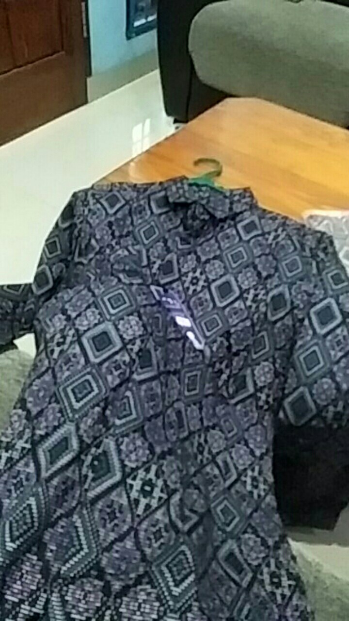 Ondeng88 Kemeja Batik Pria Lengan Panjang Motif Diamond Songket Biru Hitam Merah