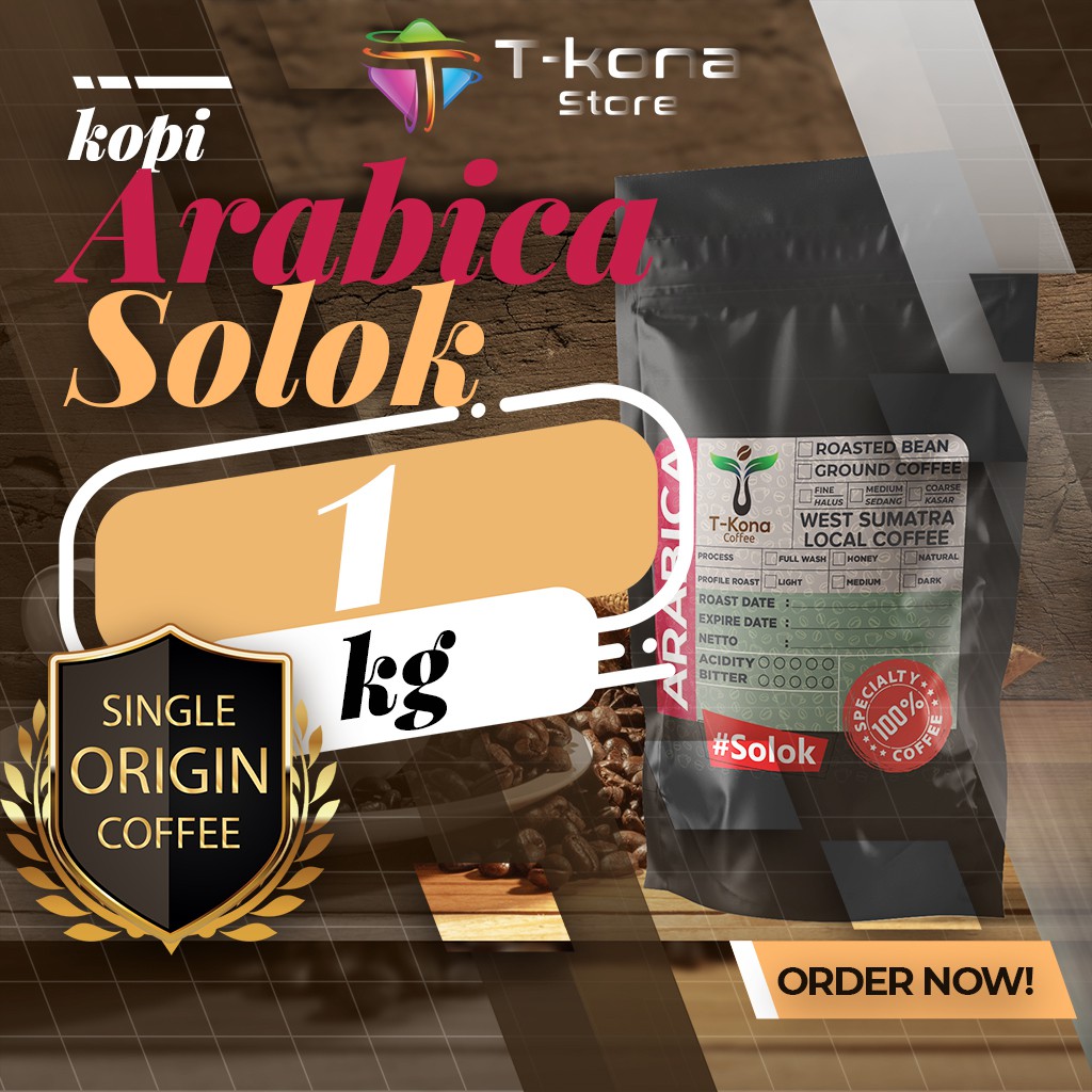 

Kopi Arabica Khas Solok Sumatera Barat Specialty Coffee (Biji / Bubuk) Arabika 1 kg