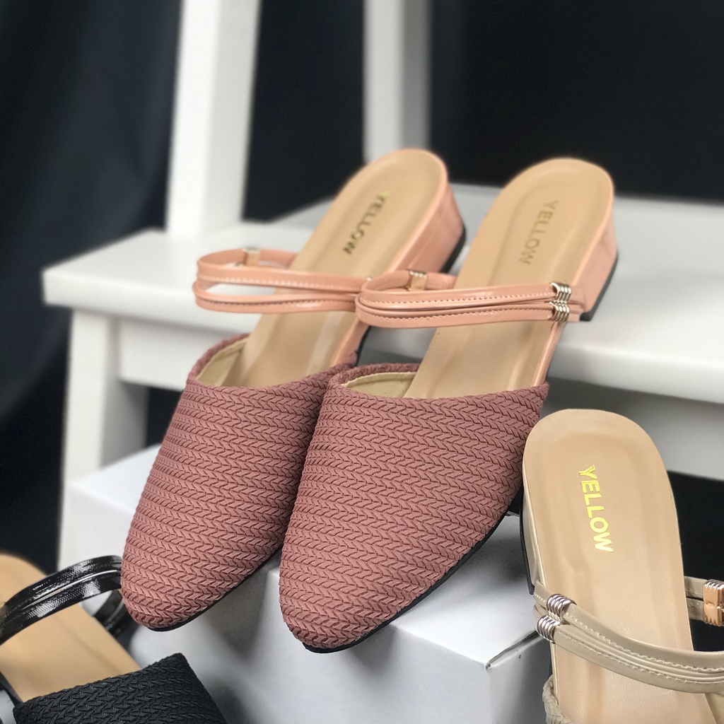 Sandal Heels Wanita 3cm Kekinian | Sendal Hak Pendek Elegan Nyaman Dipakai Harian