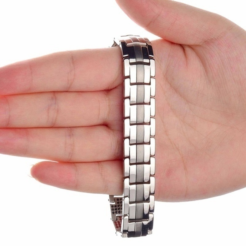 Gelang Punk Bahan Stainless Steel dengan Magnet untuk Pria