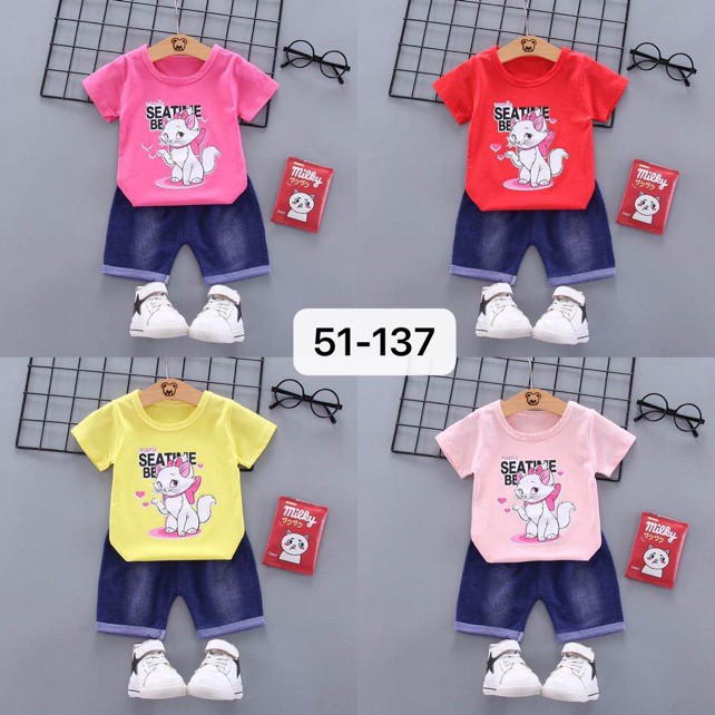 Setelan Baju Anak Perempuan Balita Import | Set Kaos Anak Cewek / Kualitas Premium harga Murah [Mariecat] MB