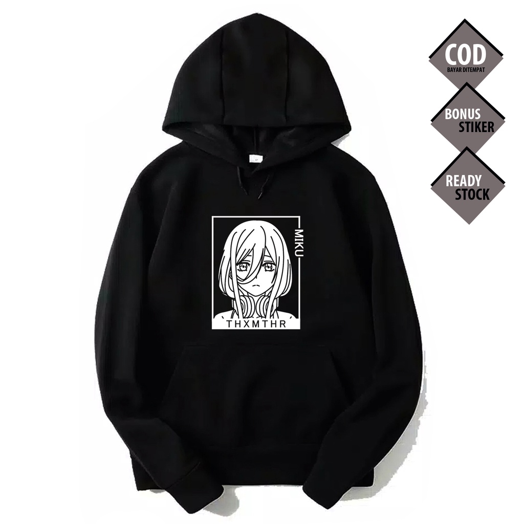 HOODIE WAIFU ANIME MANGA MIKU NAKANO 5 TOUBUN NO HANAYOME WIBU OTAKU JAPAN CULTURE COSPLAY BAJU JEPA