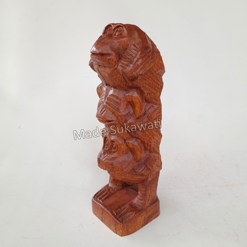 Patung Kera Monyet kayu mini jejer 20cm hiasan dekorasi handmade