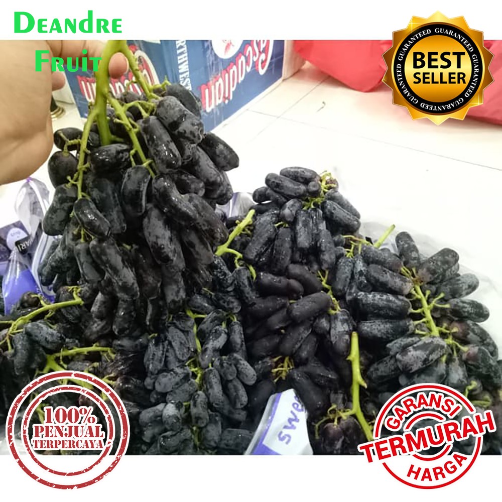 Promo Murah 1ons Buah Anggur Hitam Moondrops Manis Anggur Lonjong Shopee Indonesia