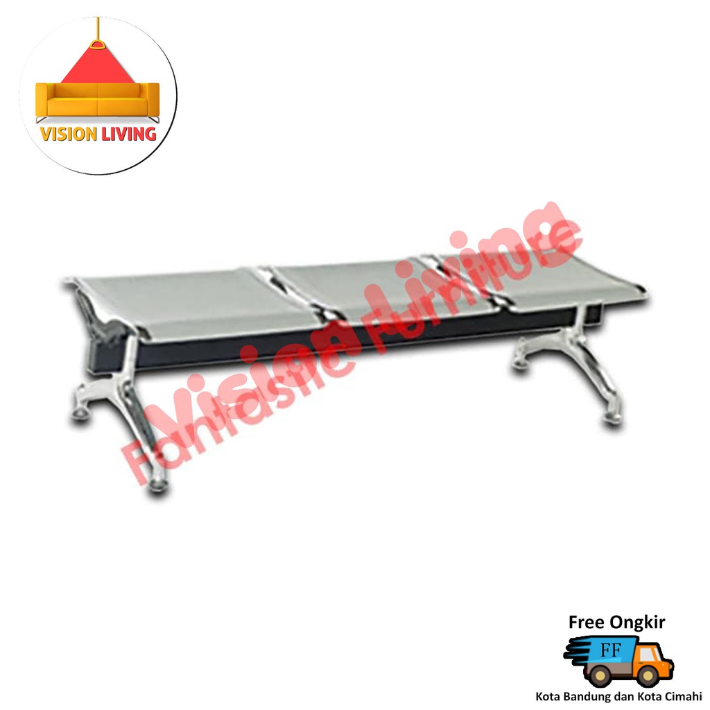 Kursi Tunggu Bandara 3 dudukan Tanpa Sandaran