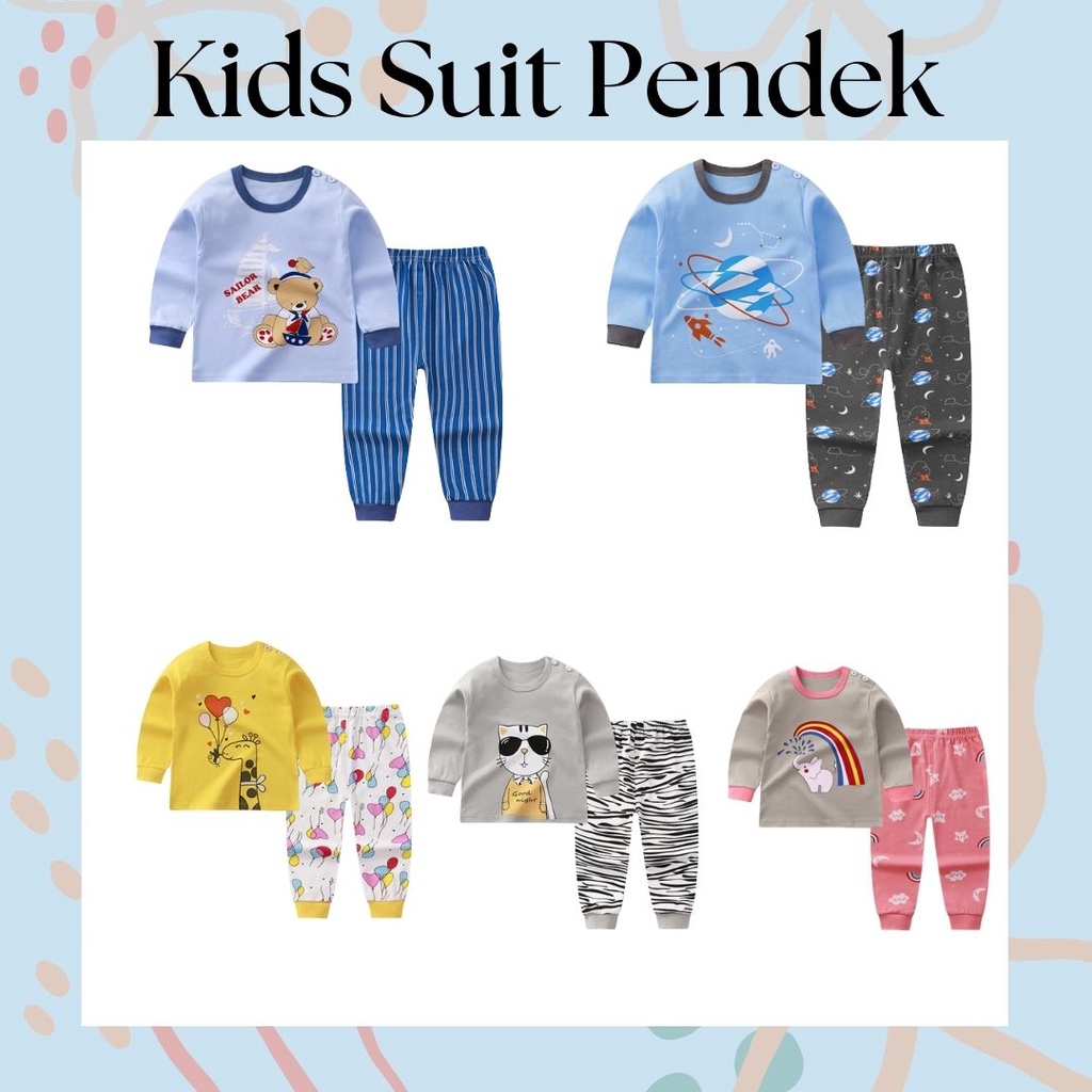 LittleAaron KIDS SUIT PANJANG Setelan Anak Bahan Kaos Lengan Berkualitas Import cewek cowok NEW5