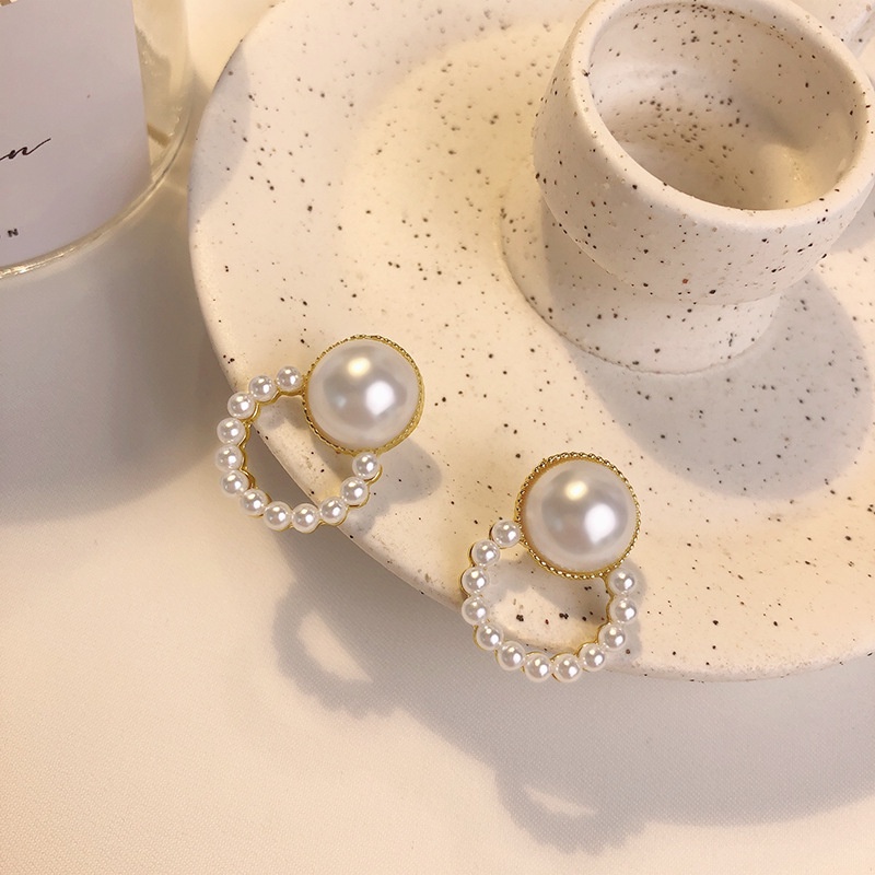 [ Women Pearl Circle Hoop Earrings Round Beads Earrings ] [  Girls Statement Drop Earrings  ]