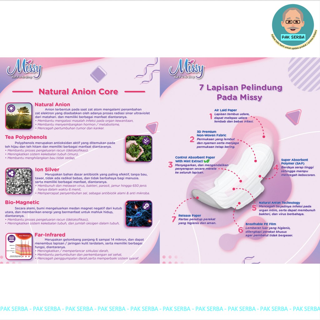 Pembalut Wanita / Pembalut Missy / PANTYLINER MINI DAY NIGHT SUPER N.