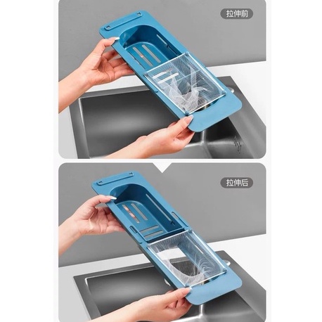 (BOW) Rak Wastafel Organizer Sabun Tempat Pengering Spons Gantung dengan Saringan Sampah Flexible