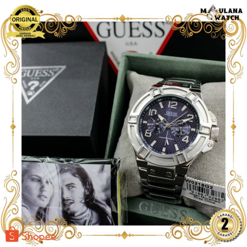 JAM TANGAN PRIA WANITA | RANTAI | KULIT | KARET | MURAH | PRIA GUESS W0218G2 ORIGINAL