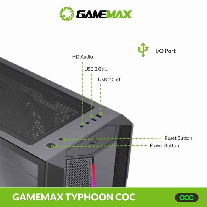 PC Case / Casing Komputer Gamemax Typhoon COC with 1Fan RGB