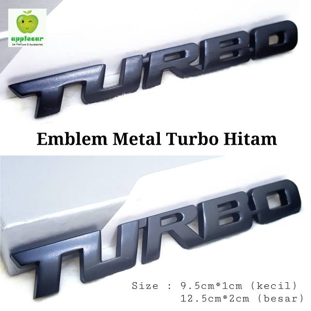 Emblem Stiker Tempelan Metal 3D Turbo Hitam