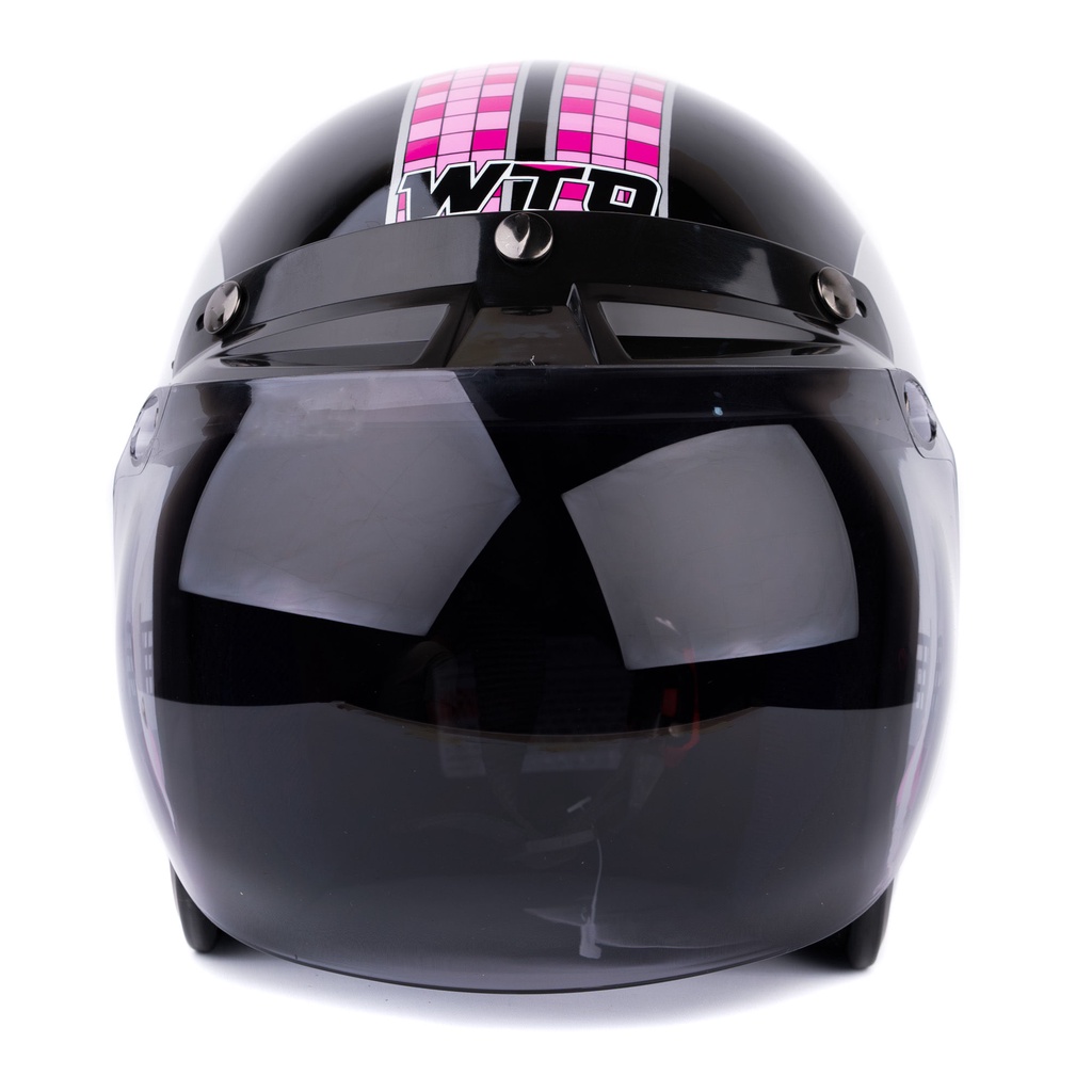 [Helm Dewasa] WTO Helm Retro - Vespa Girl - Hitam Pink