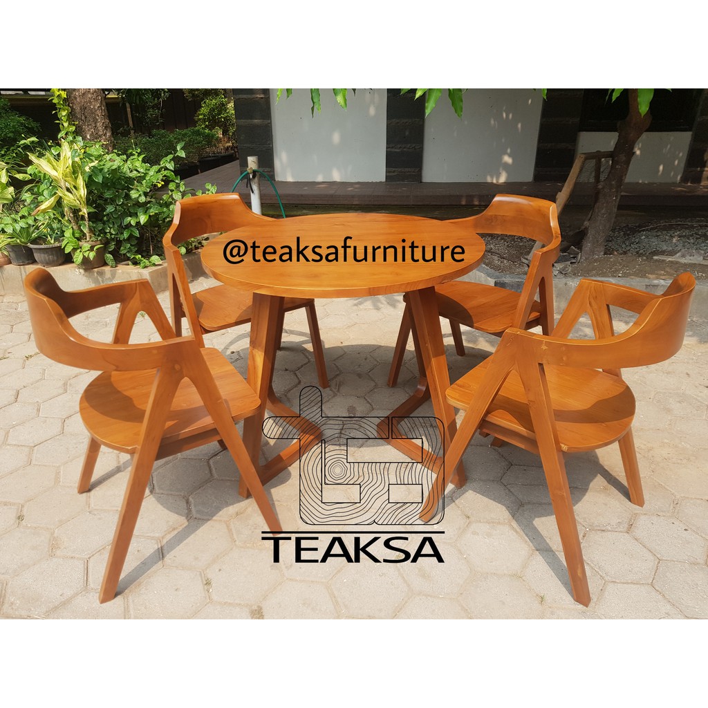 Kursi Teras Jati Minimalis Klasik 4 kursi 1 Meja