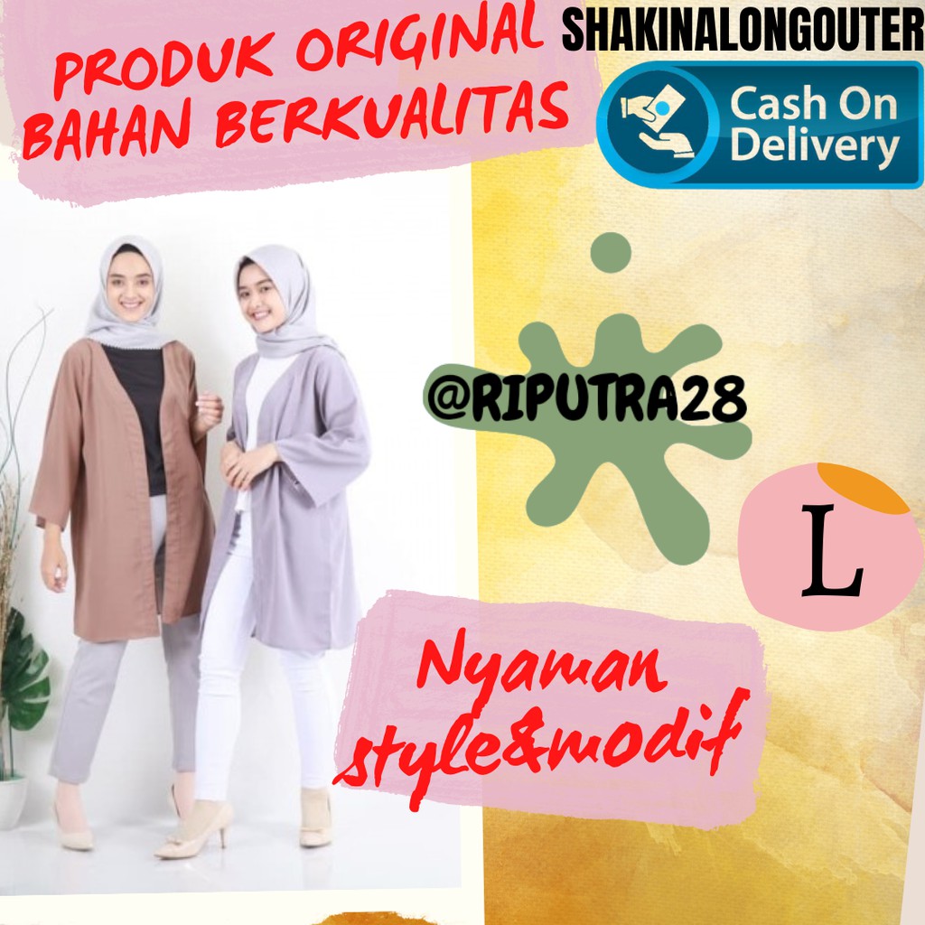 Fashion Muslim Shakina Long Outer Rompi Cewek Wanita Remaja Dewasa Kekinian Murah Simpel Terbaru
