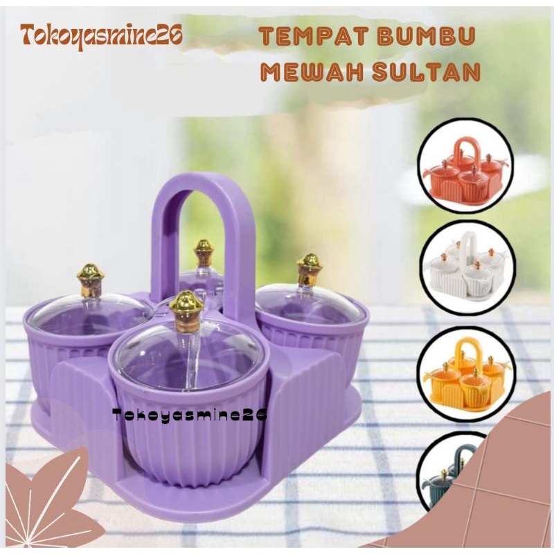 Tempat Bumbu Mewah Sultan Set 4 Pcs + Wadah/Tempat Bumbu Dapur Unik