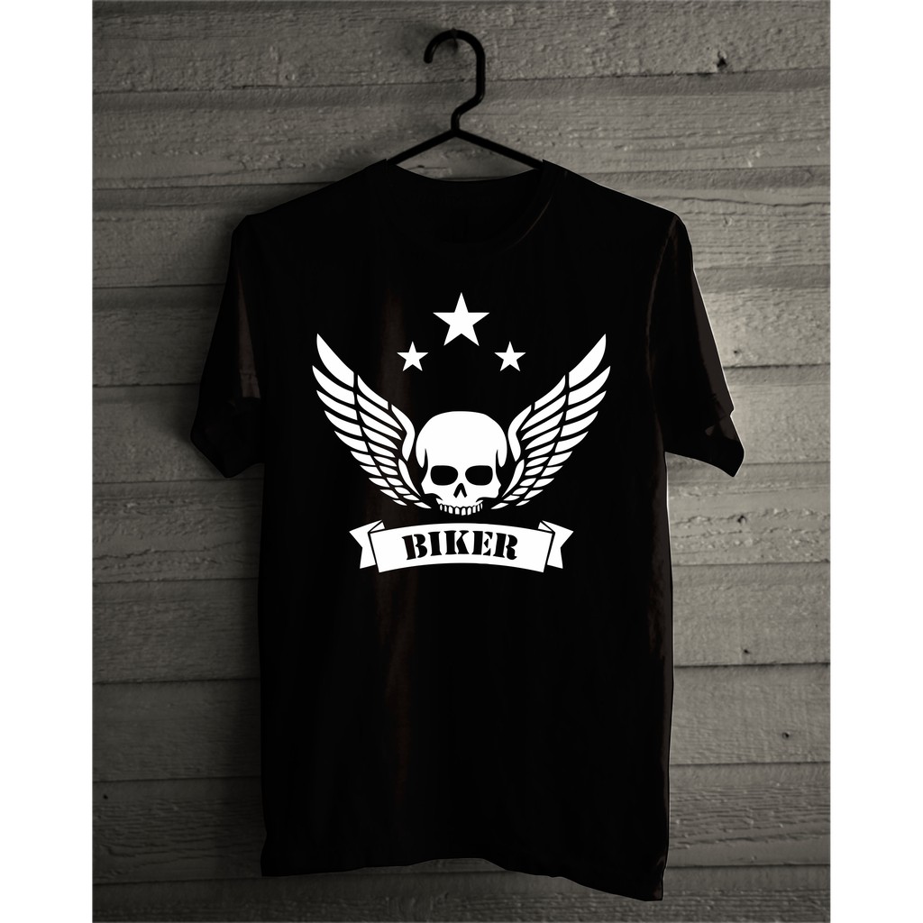 Kaos Baju Biker Skull - Kaos Distro - Kaos Pria Wanita Terbaru