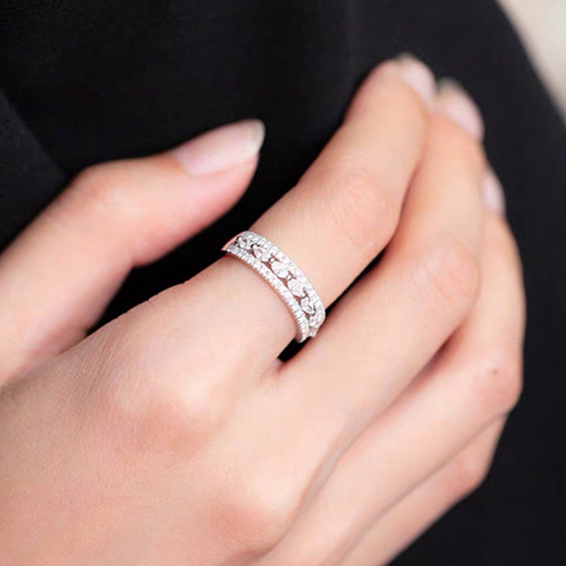 Fancyqube Cincin Jari Cubic Zirconia Aaa Warna Silver Untuk Wanita