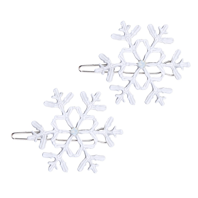 Siy 2pcs / Set Jepit Rambut Motif Snowflake Aksen Kristal + Berlian Imitasi Untuk Aksesoris Wanita