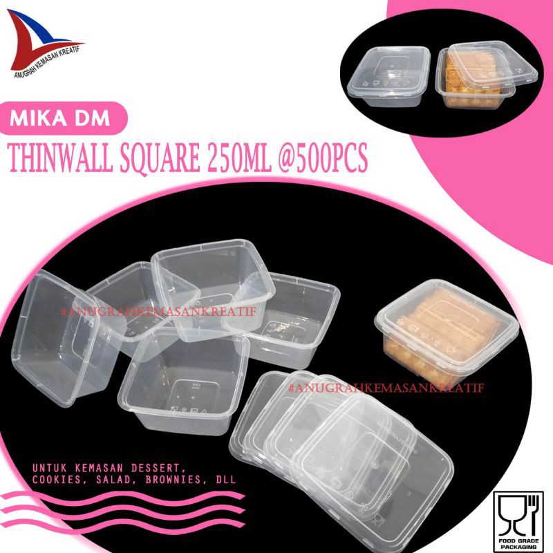 Mika Dm Thinwall Square 250ml (50 Pcs)