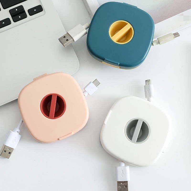 Kotak Penyimpanan Kabel Data / Charger Handphone Multifungsi Dapat Diputar