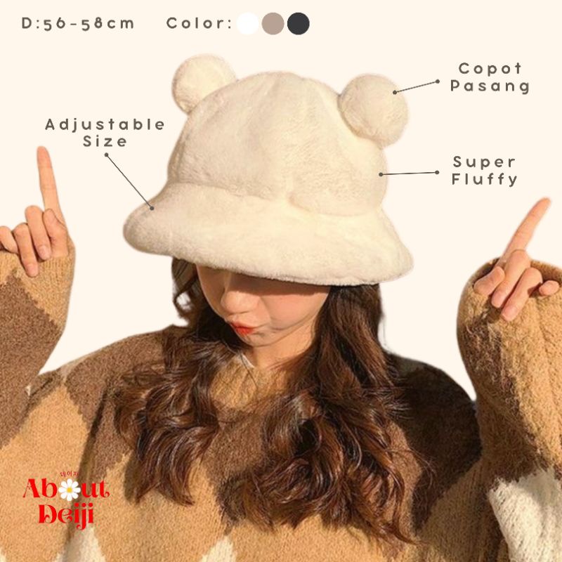 Topi Bucket Bulu Telinga Halus | Bubbies Bucket Hat