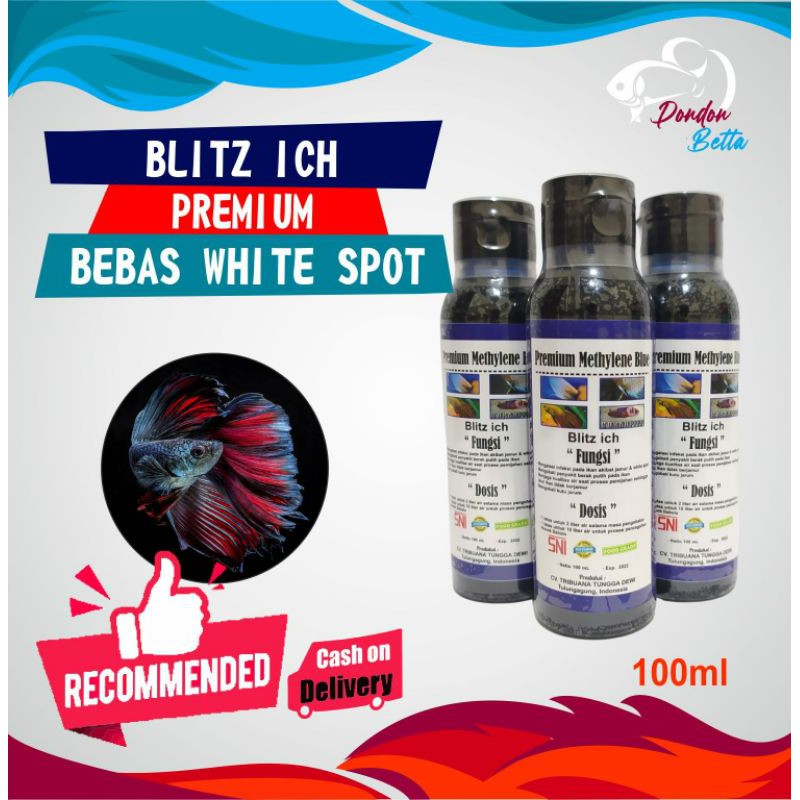 Blitz Ich Premium Obat biru Ikan Anti White Spot & Jamur Methylene Blue Premium Ikan Cupang