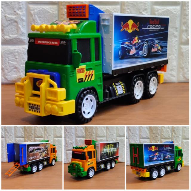 Mainan Truk Box Muatan - Truk Kontainer Sponsor Balap