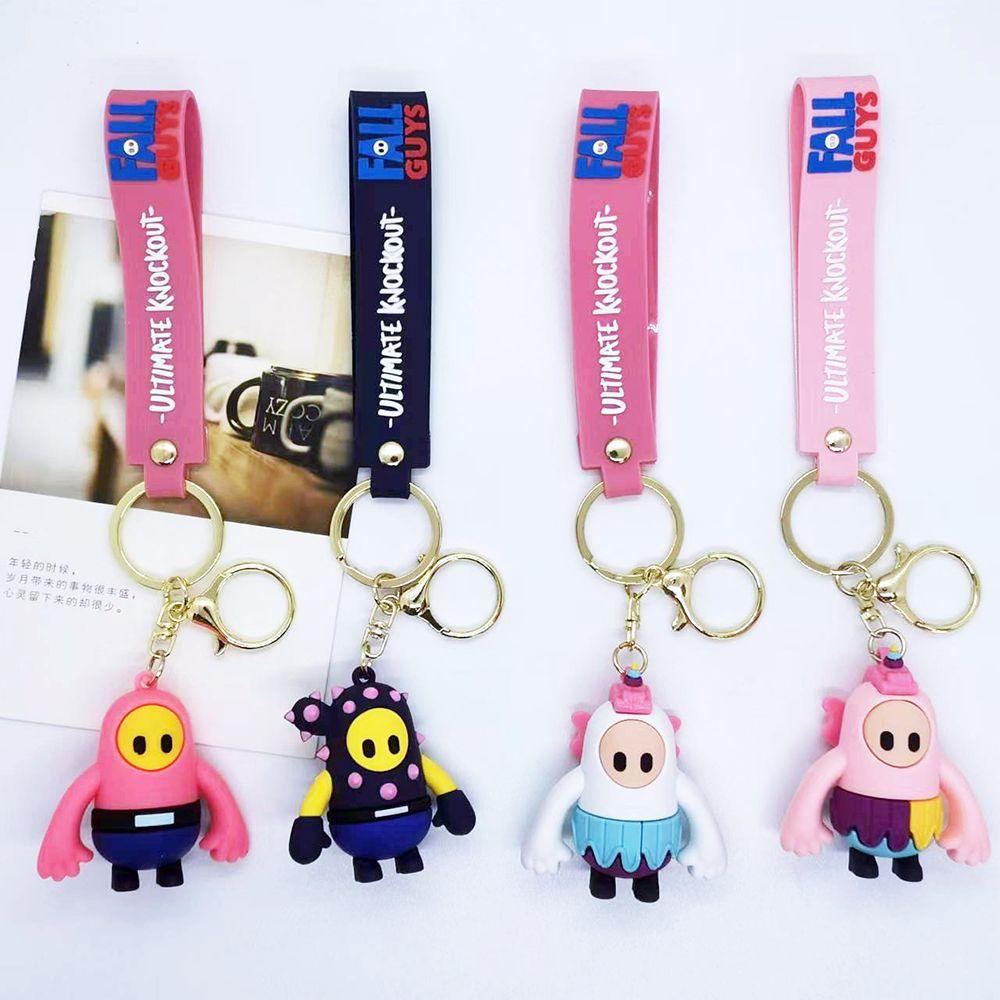 Needway Kartun Gantungan Kunci Kreatif Pria Kawaii Hadiah Jatuh Cowok Silikon Kunci Mobil Tergantung Game Figure Key Lanyard