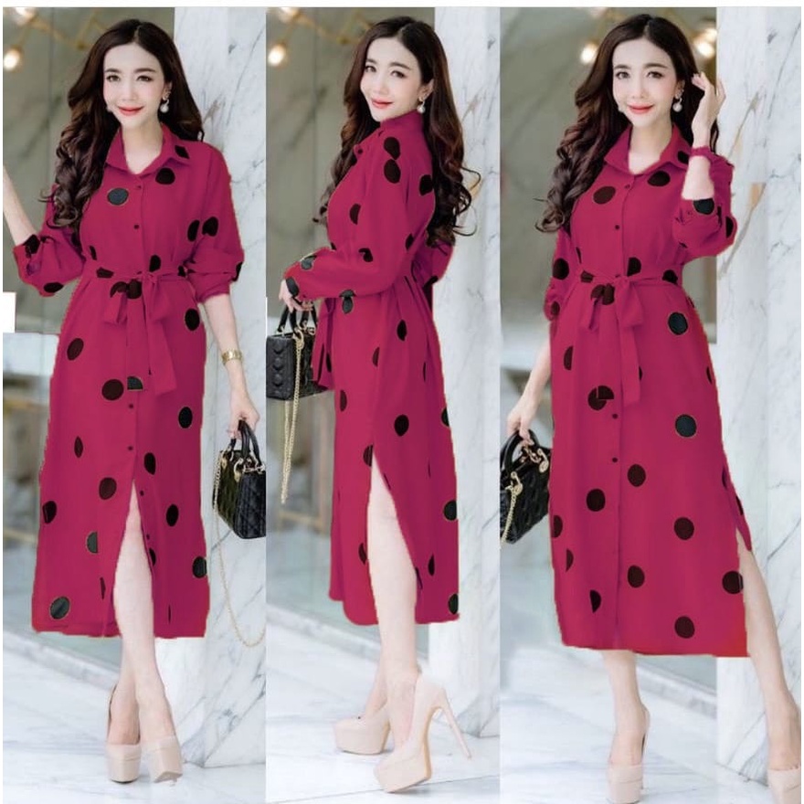 Tunik Polka Aya Tunik Polka Dress Baju Wanita Dewasa Matt Rayon Import Model Fashion Wanita Kekinian