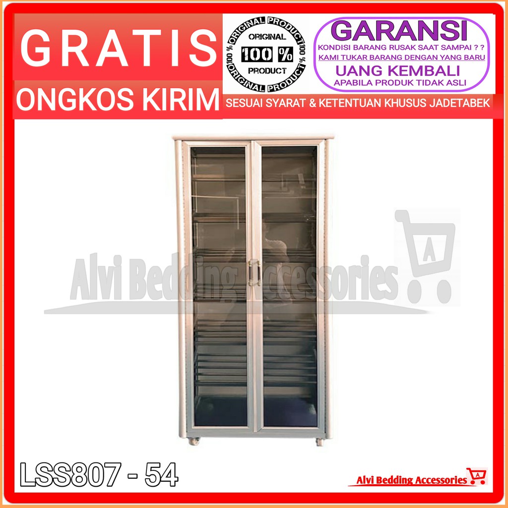 Rak Sepatu 7 Susun LSS 807 - 54 Aluminium Kaca Riben  Bufet  Lemari Sendal Sepatu Bupet