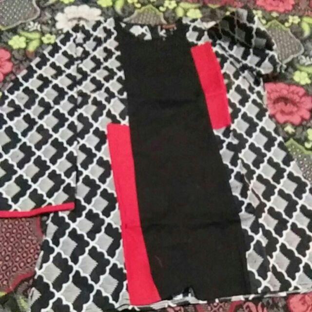 Blus Ardilla Baju Batik Monokrom Wanita Kerja Kantor Elegan Kekinian