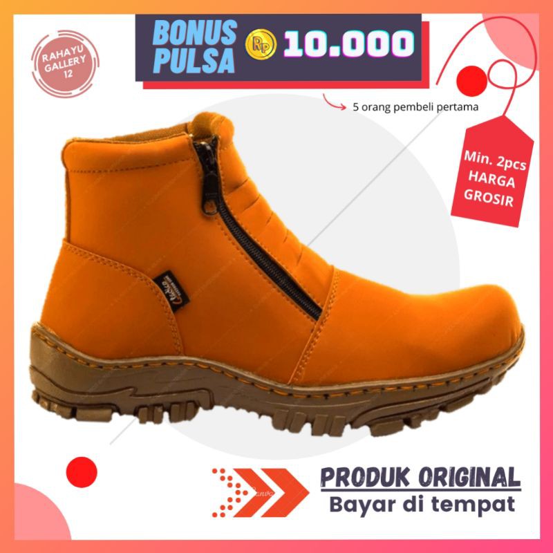 Cladico Faster Sepatu Safety Boots Pria Tanpa Tali Original Kulit Sintetis Premium Sol Kuat Ringan