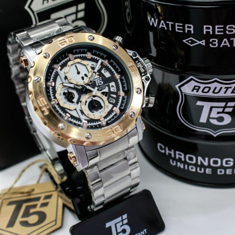 T5Waches  H 3723 G Original Silver 47.5mm Chronograph Stopwatch, Stainless Steel StrapWater Resistan