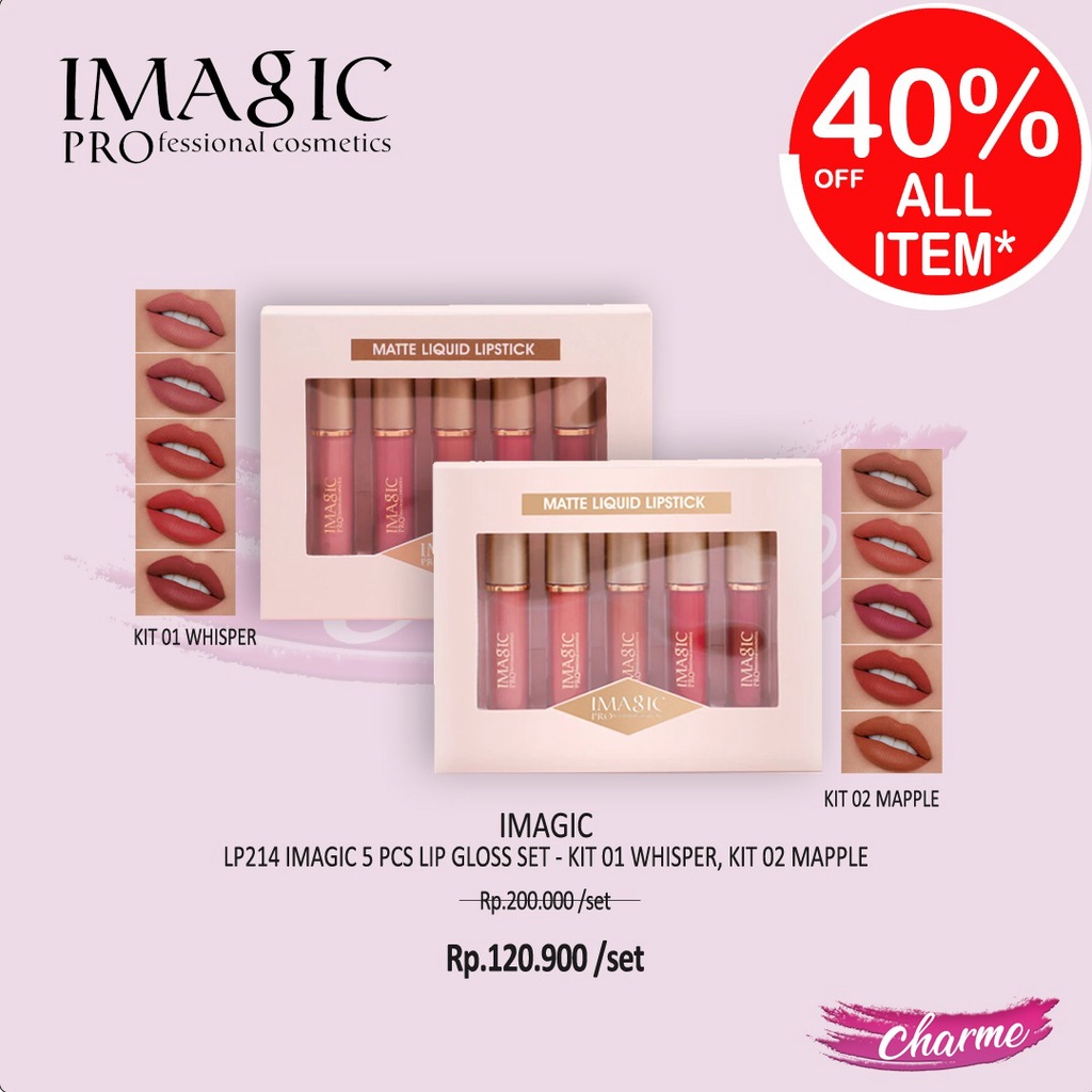 (READY &amp; ORI) IMAGIC 5 pcs Lip gloss Set LP214 LP 214 KIT1/KIT2