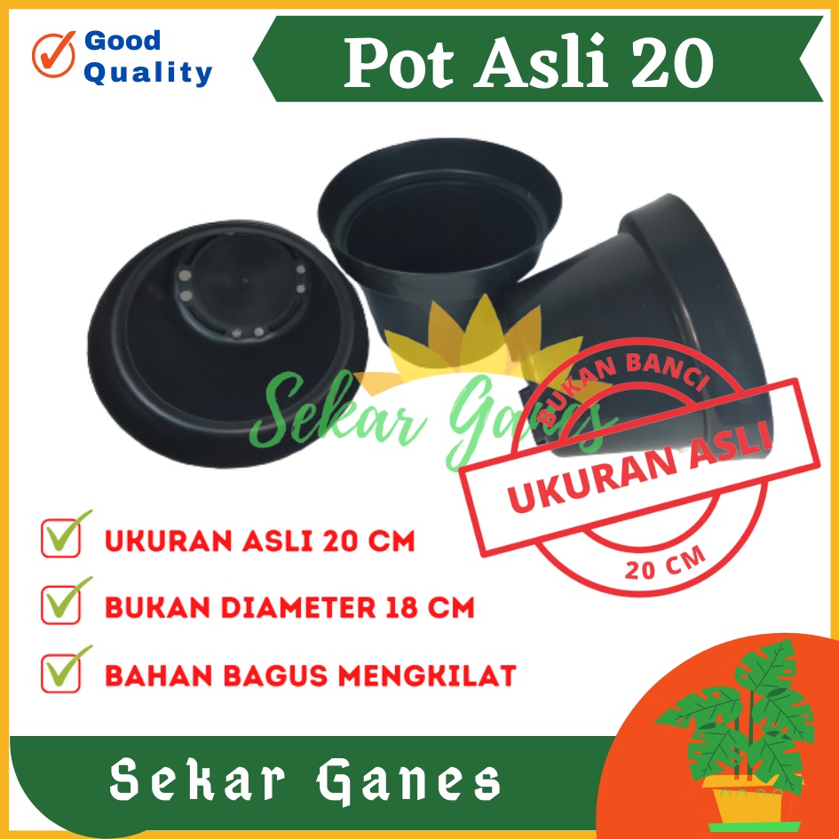 Asli 20 Cm Tebal Pot Bunga 20cm Hitam - Pot Plastik 20 Cm Bibit Hitam Pot Polos Basic