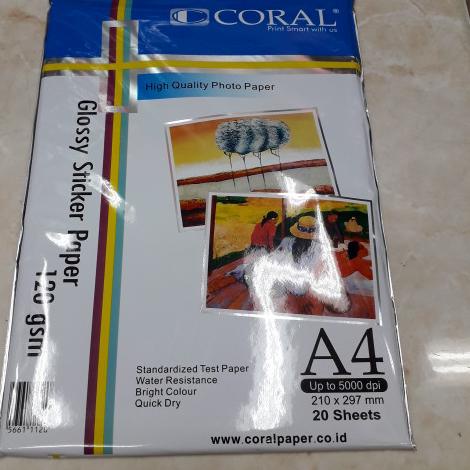 

֍ Kertas Sticker Glossy A4 120 Gsm Coral / Glossy Sticker Paper 120Gsm ☊