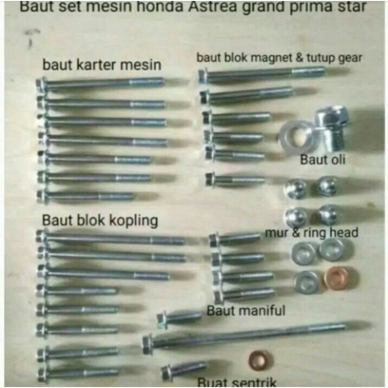 baut mesin set astrea grand prima star